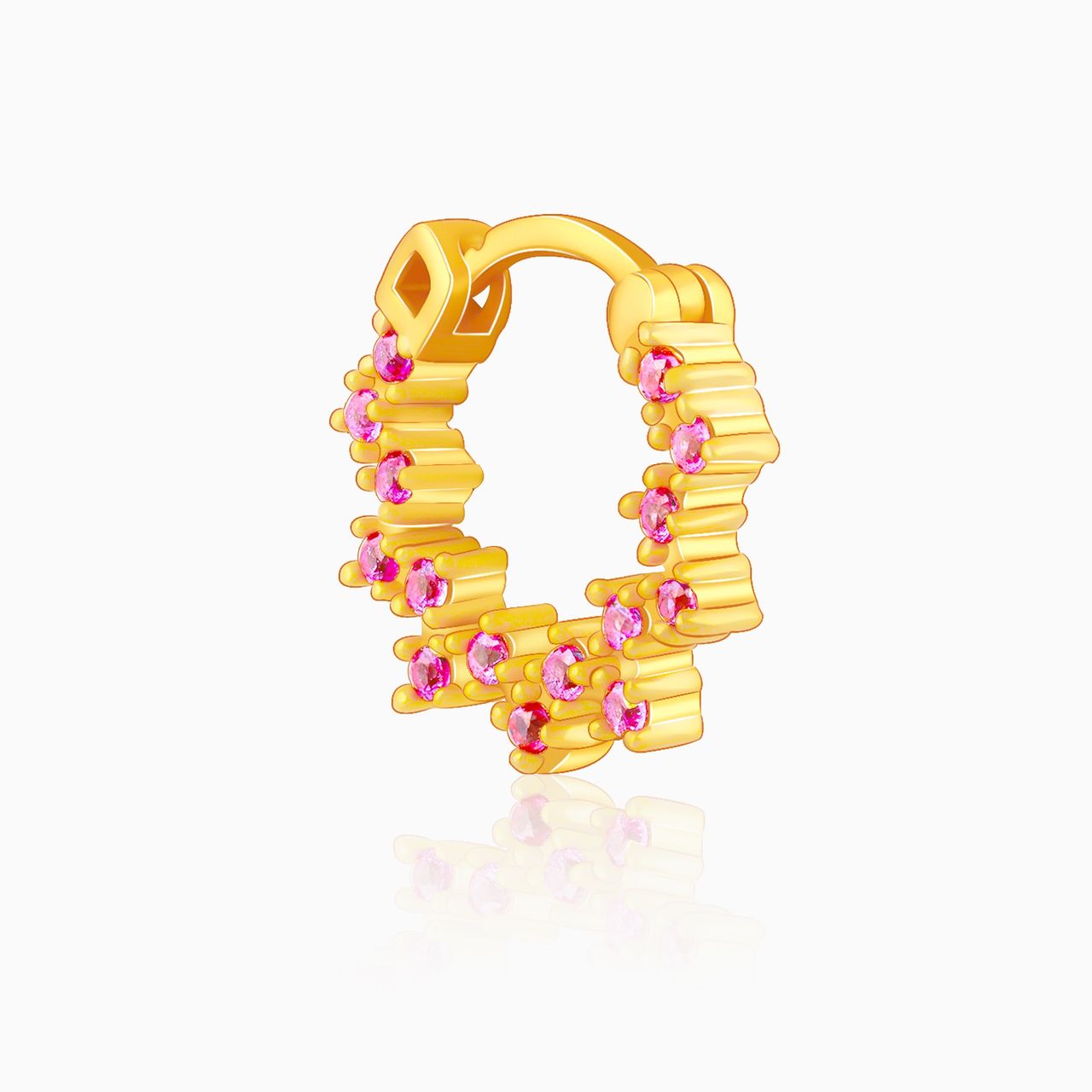 Giva Golden Zig-Zag Red Nose Ring
