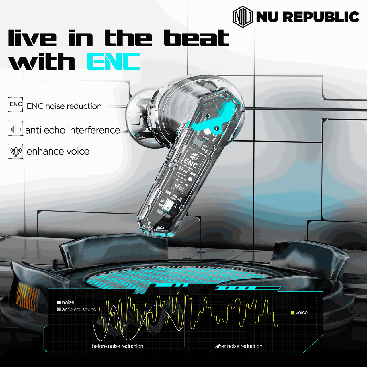 Nu Republic Cyberstud X8 TWS Earbuds (Silver)