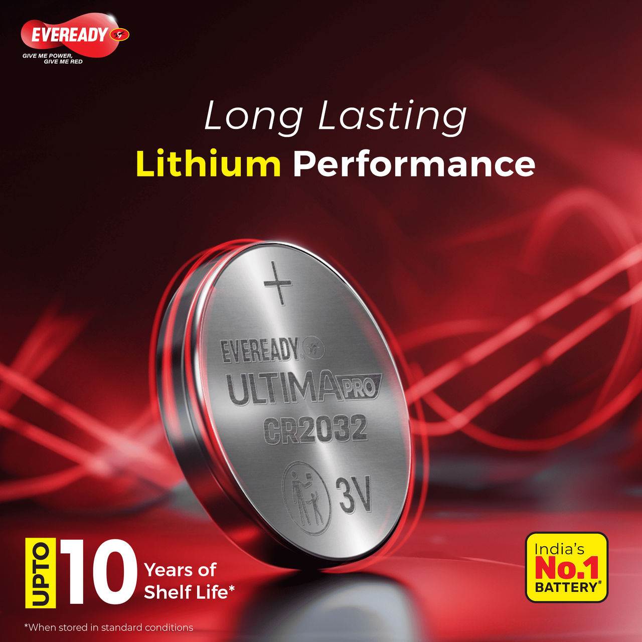 Eveready Ultima Pro CR2032 Lithium Coin Battery, 3V
