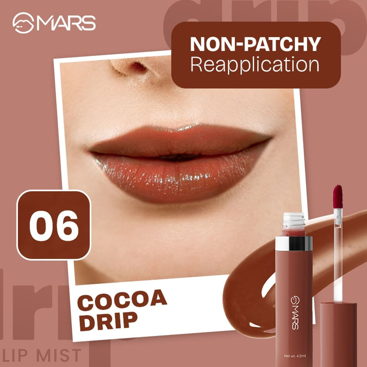 MARS Cosmetics Drip Lip Mist for Women (4.5 ml) (06-Cocoa Drip)