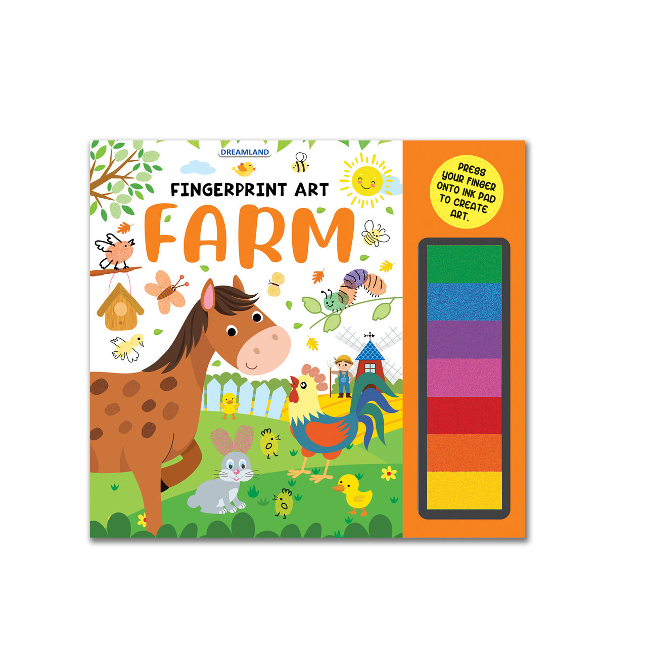 Fingerprint Art Activity Book for Children - Farm with Thumbprint Gadget