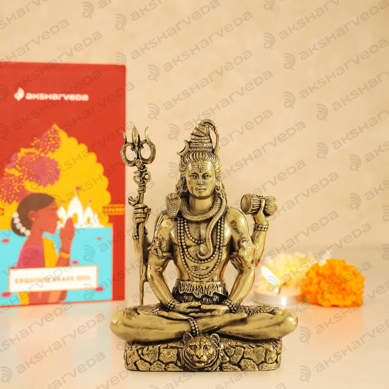 Aksharveda Intricately Crafted Brass Shiv Ji Murti 3 Inches
