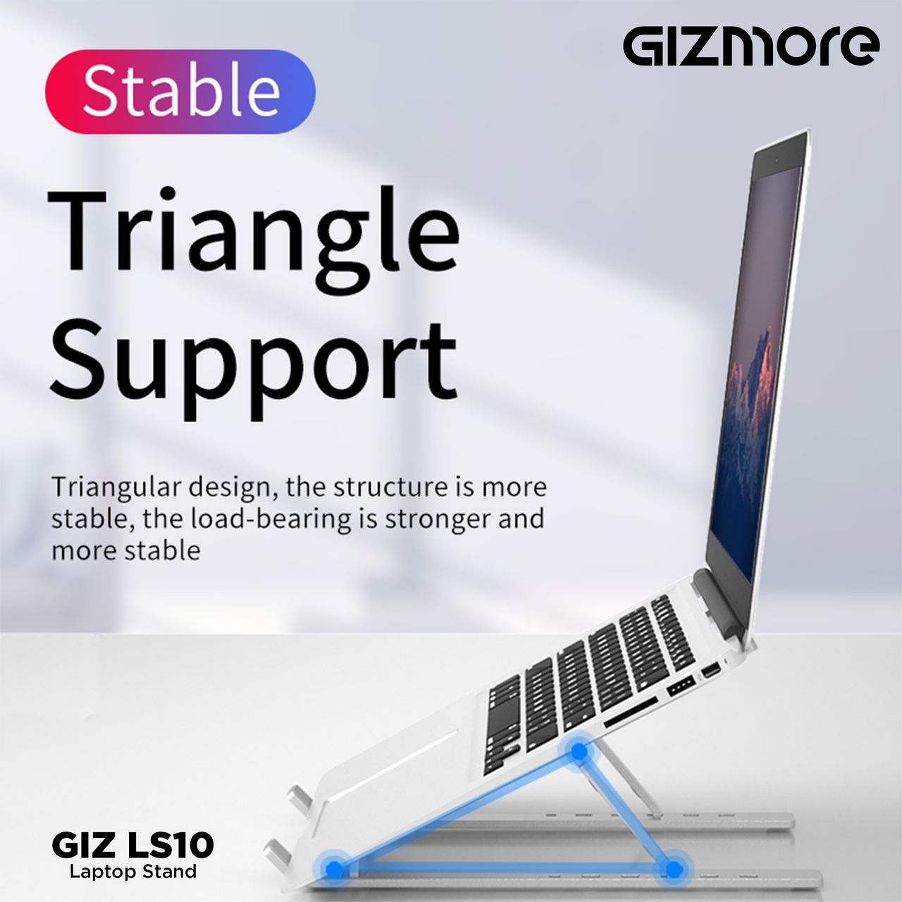 Gizmore Laptop Stand (GIZ LS10) | Multi-Functional | 7 - Level Adjustable Height