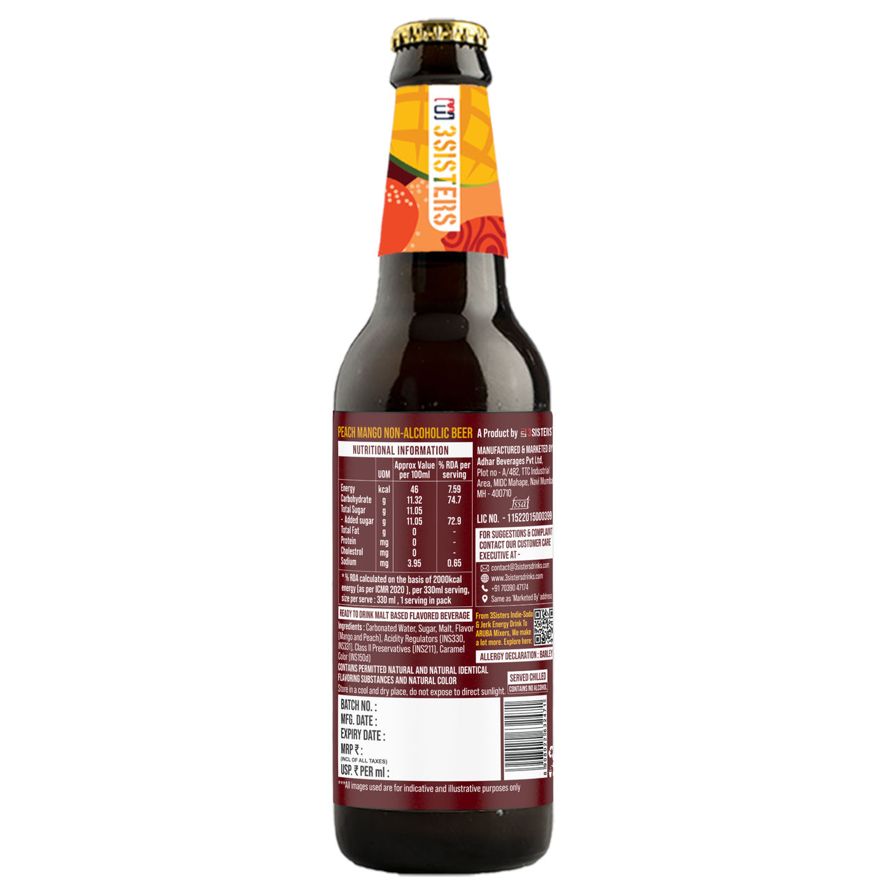 3 Sisters Peach and Mango Non Alcoholic Beer