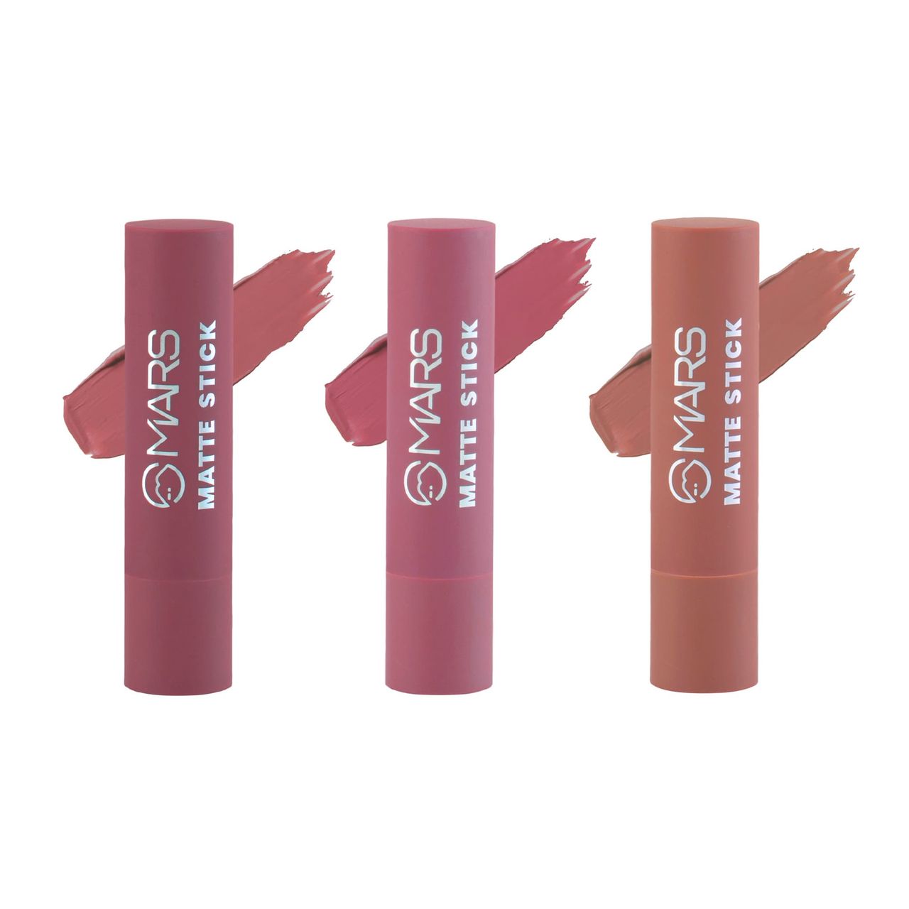 MARS Cosmetics Matte Box Set Of 3 Lipsticks For Women - (02-Peaches & Nudes)