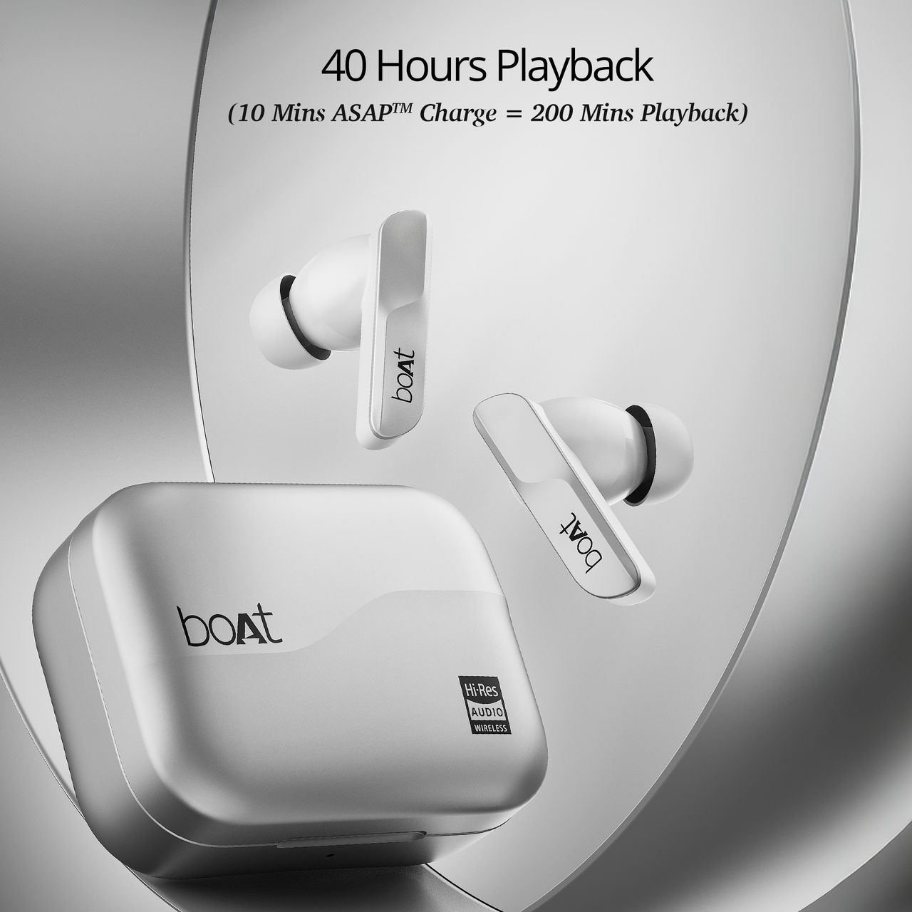 boAt Airdopes 800 Hidef With Hidef Audio By Ldac, Enx, App Support, 40Hrs Battery, Sterling Silver