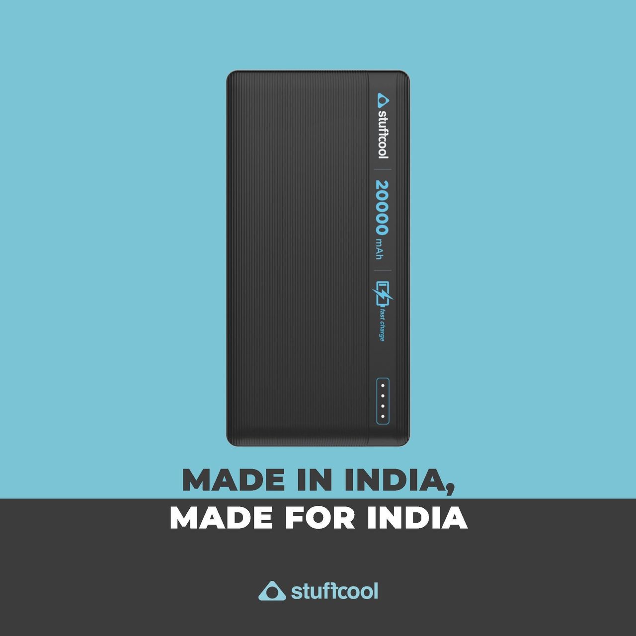 Stuffcool Major Plus 20000mAH 20W Type C PD Powerbank,Fast Charging,50% in 30 mins,22.5W Type A Port