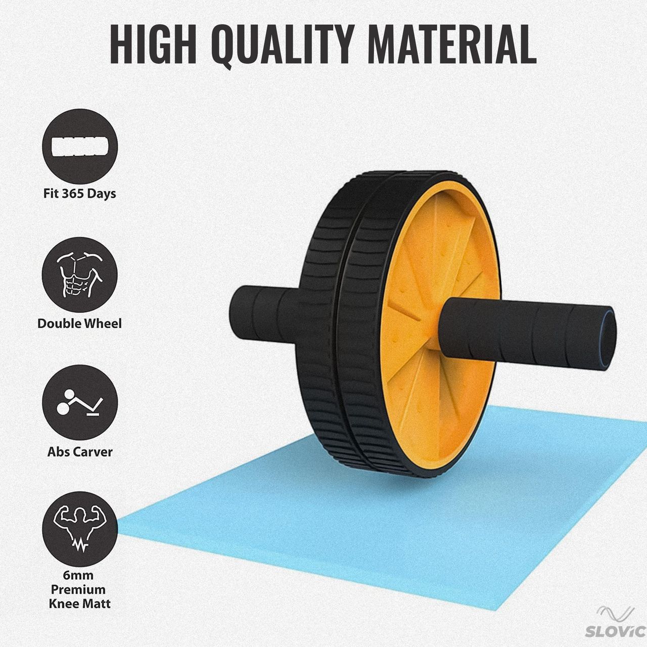SLOVIC Double Wheel Ab Roller Gym for Exercise Fitness Equipment Ab Exerciser with Mat