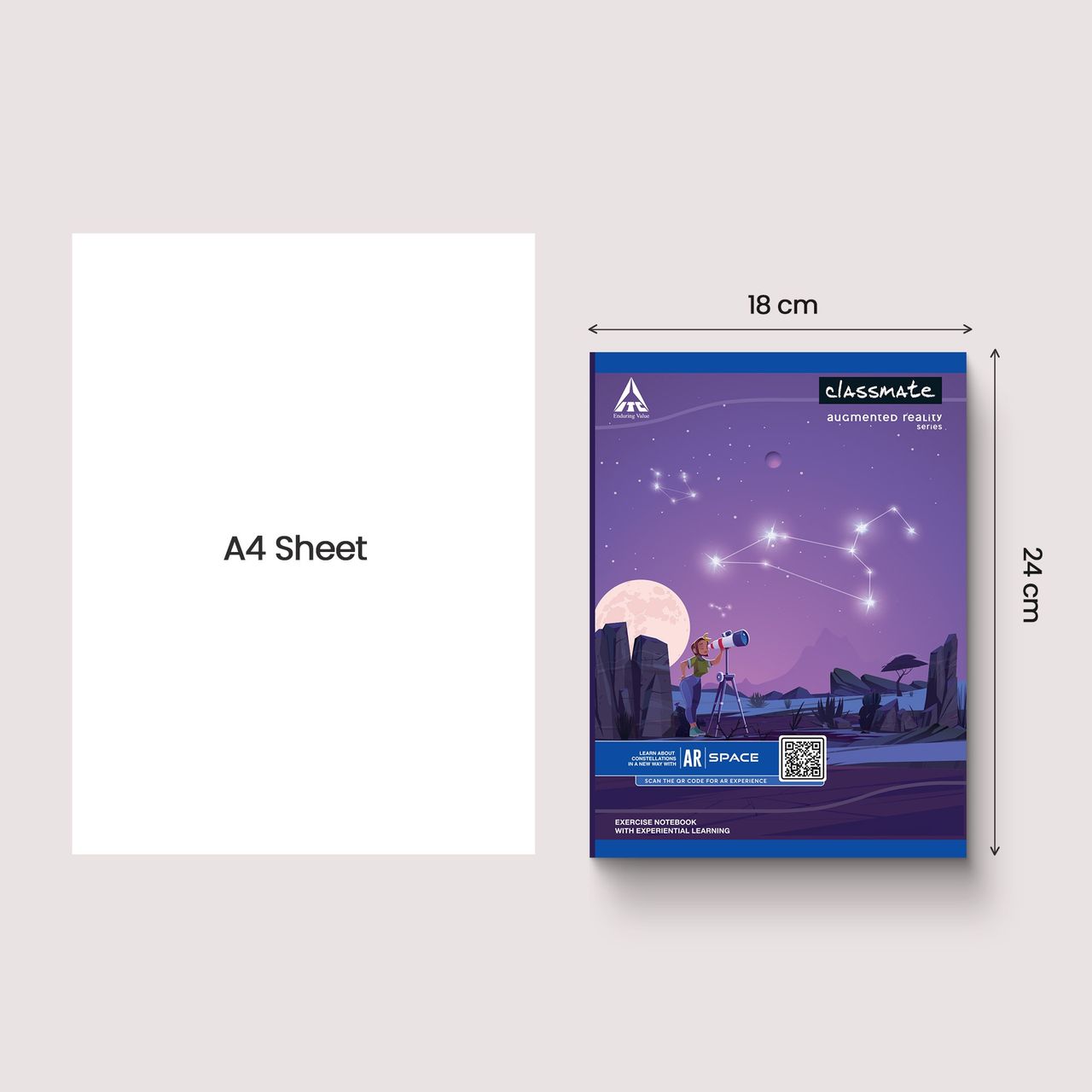 Classmate Interaktiv Ar| Assorted| Soft Cover | Note Book For Students | 24 Cm x 18 Cm 172 Pages - 2660017