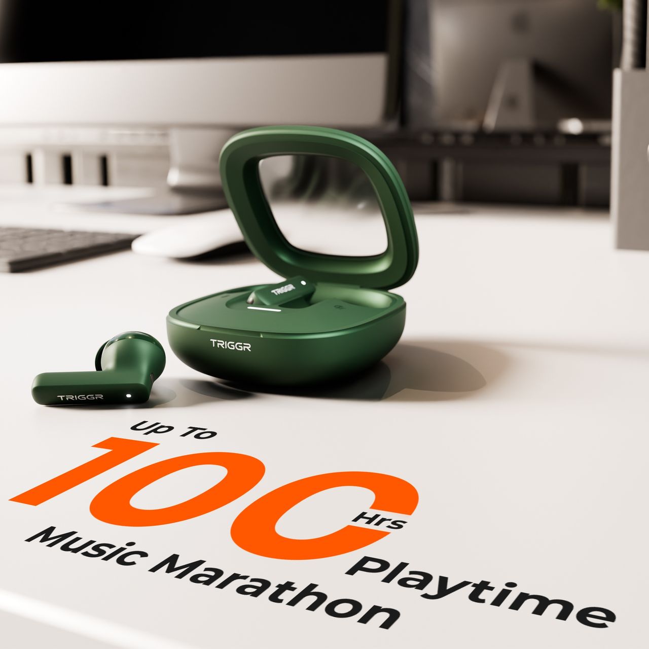 Triggr Earbuds Apex S1 | Dual Pairing | 100Hr | Quad Mic ENC | Rapid Pair | Tiffany Green