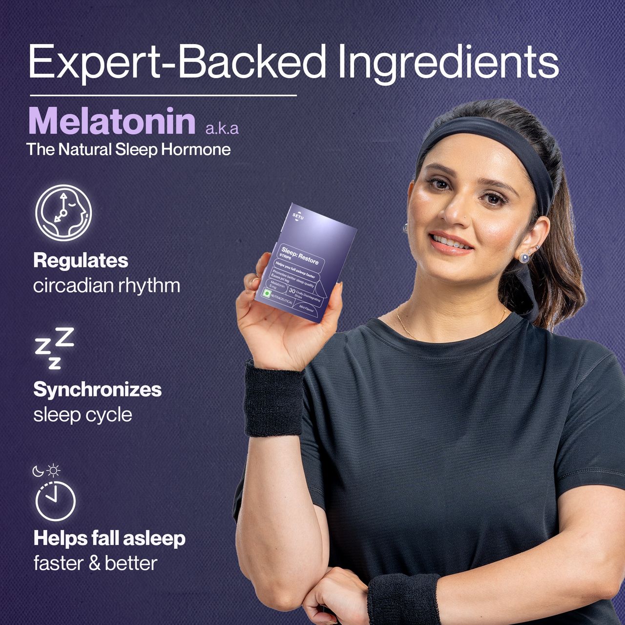 Setu Sleep Restore Melatonin Sleep Supplement Strips For Relaxation (Mint)
