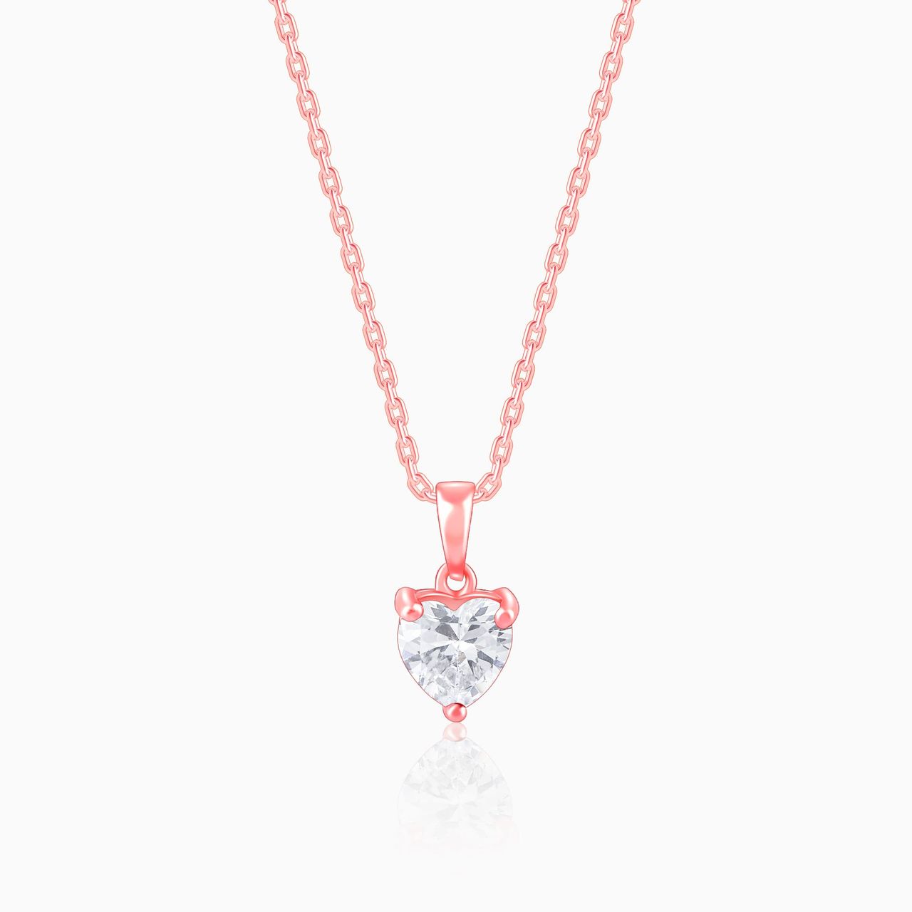 Giva Rose Gold Solitaire Heart Pendant With Link Chain