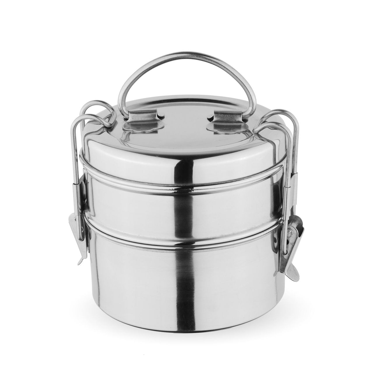 Omega Stainless Steel Tiffin Box With Clip | Lunch Box For Office, School, etc | 2 Compartments