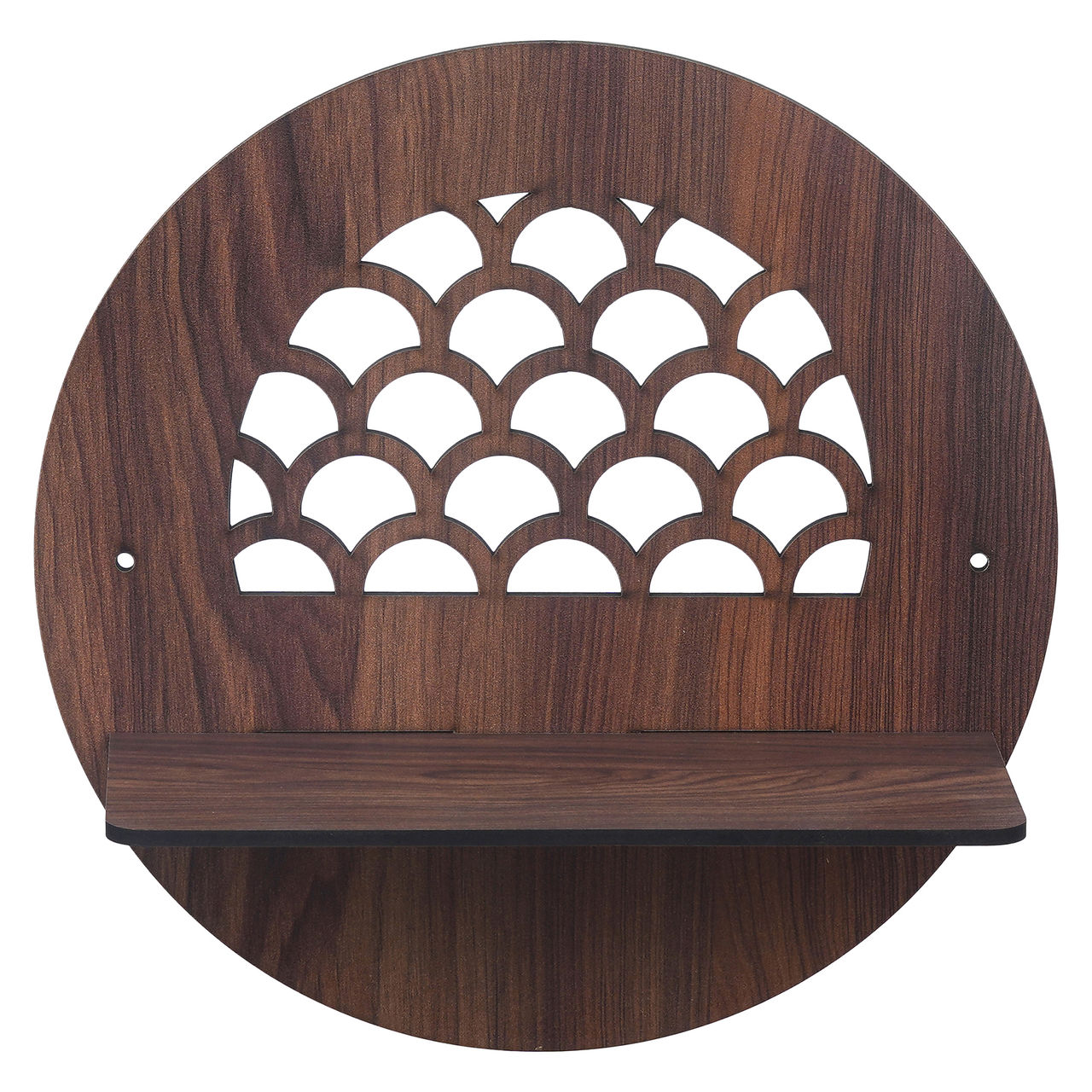 eCraftIndia Brown Round Shape Designer Wooden Wall Shelf