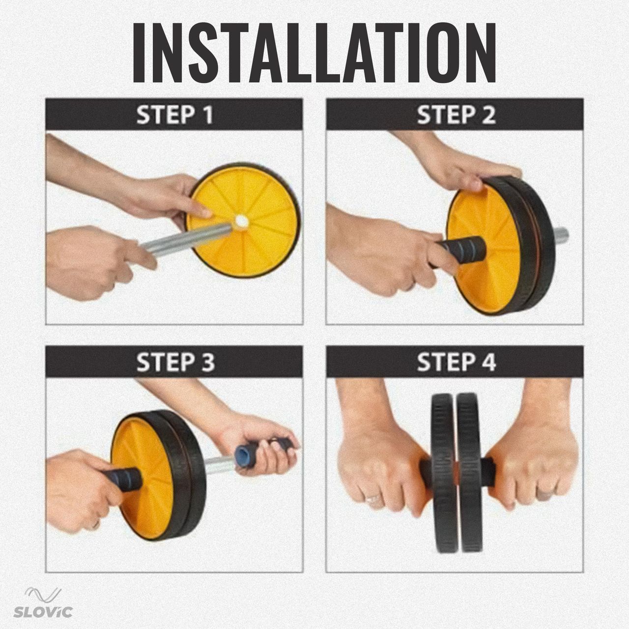 SLOVIC Double Wheel Ab Roller Gym for Exercise Fitness Equipment Ab Exerciser with Mat