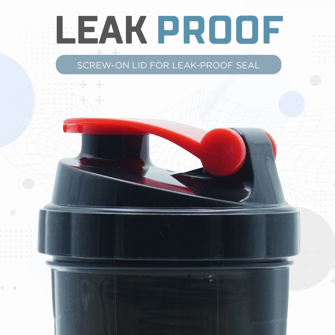 Solara Tritan Protein Shaker Bottle for Gym with Two Layer Extra Storage | Black and Red - 650 ml