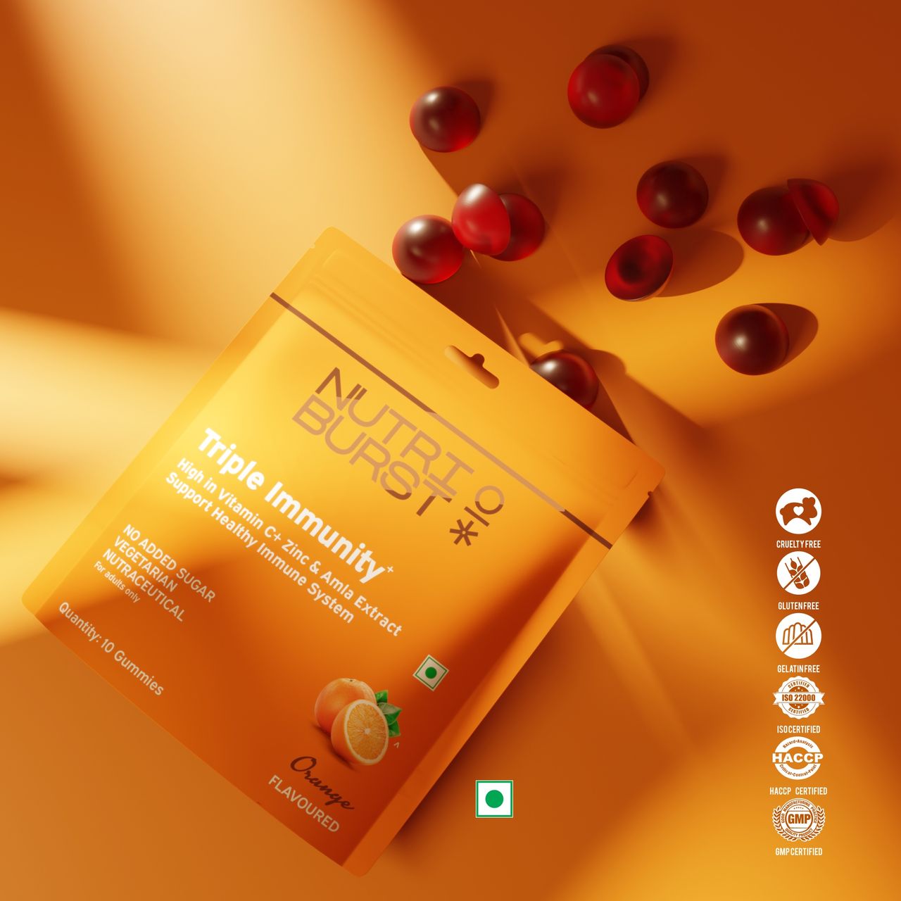 Nutriburst Triple Immunity Gummies With Vitamin C, Amla & Zinc