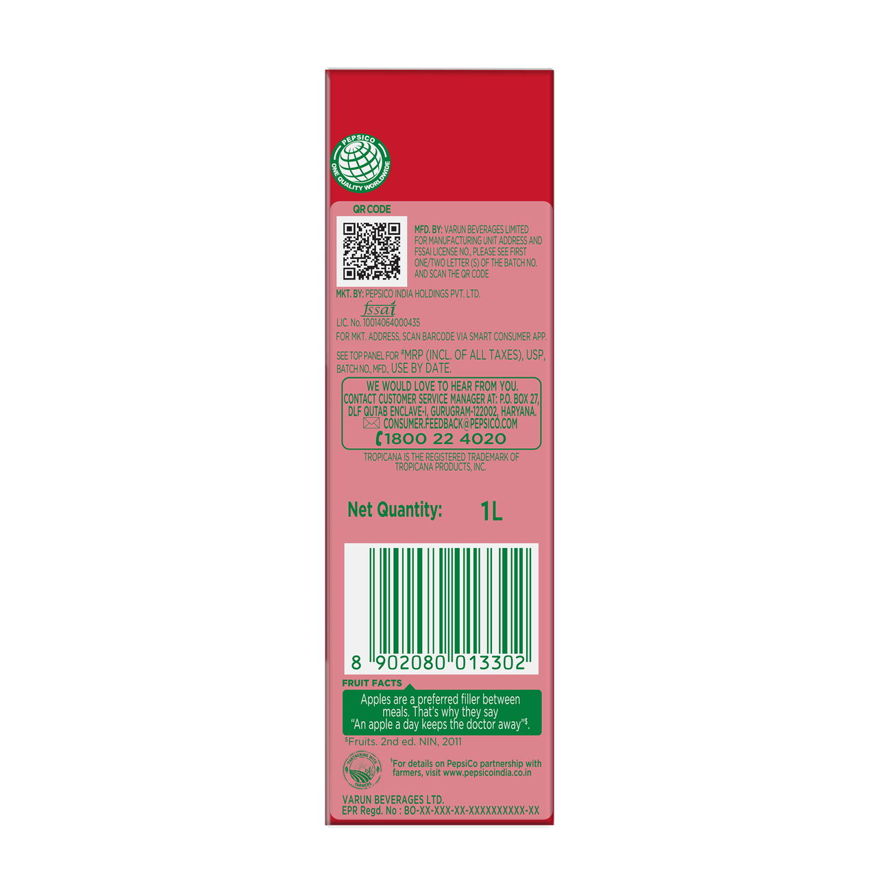 Tropicana Apple Delight Fruit Juice 1 lt 1 l Combo