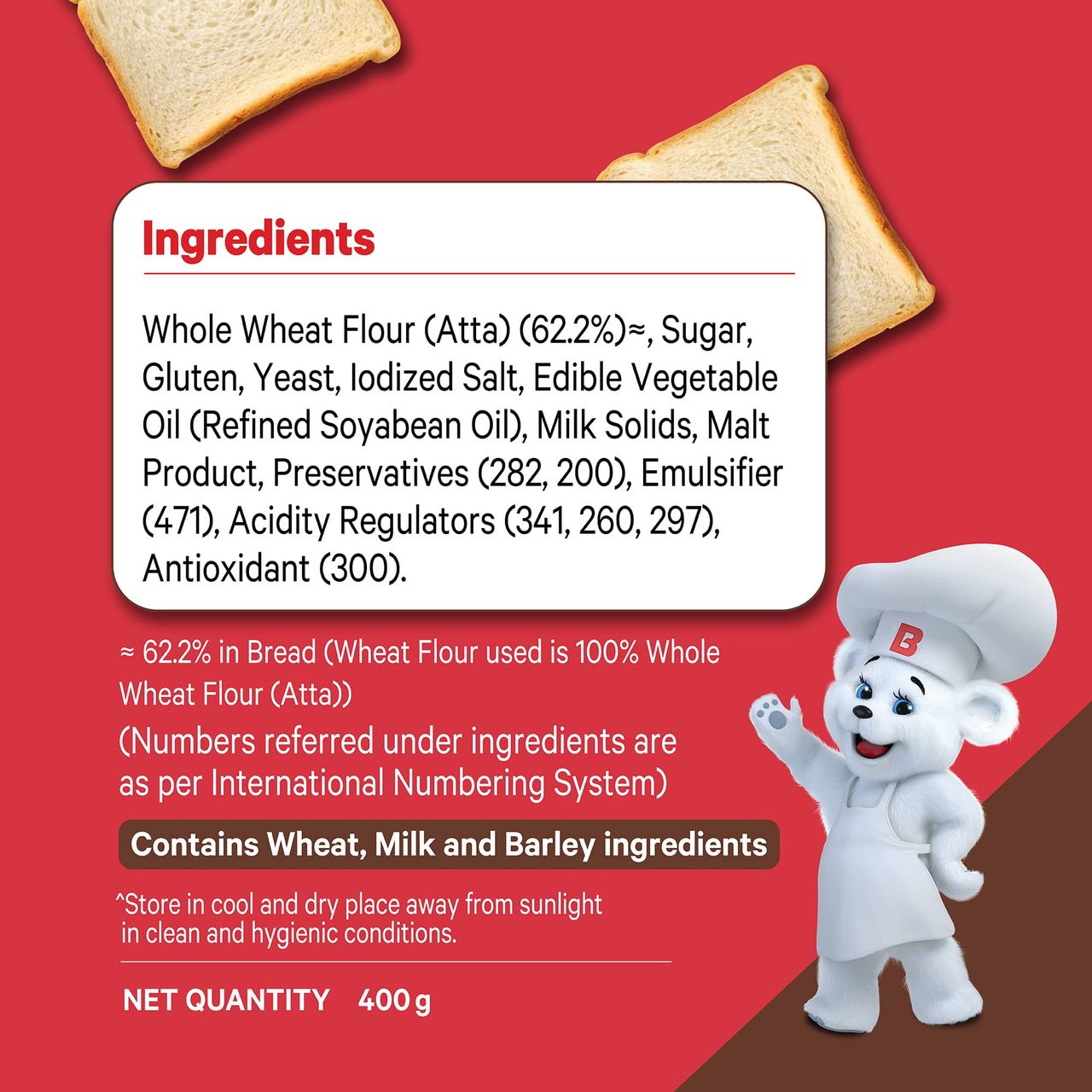 Modern Atta Shakti - Zero Maida Bread (No trans fat) 400 g Combo