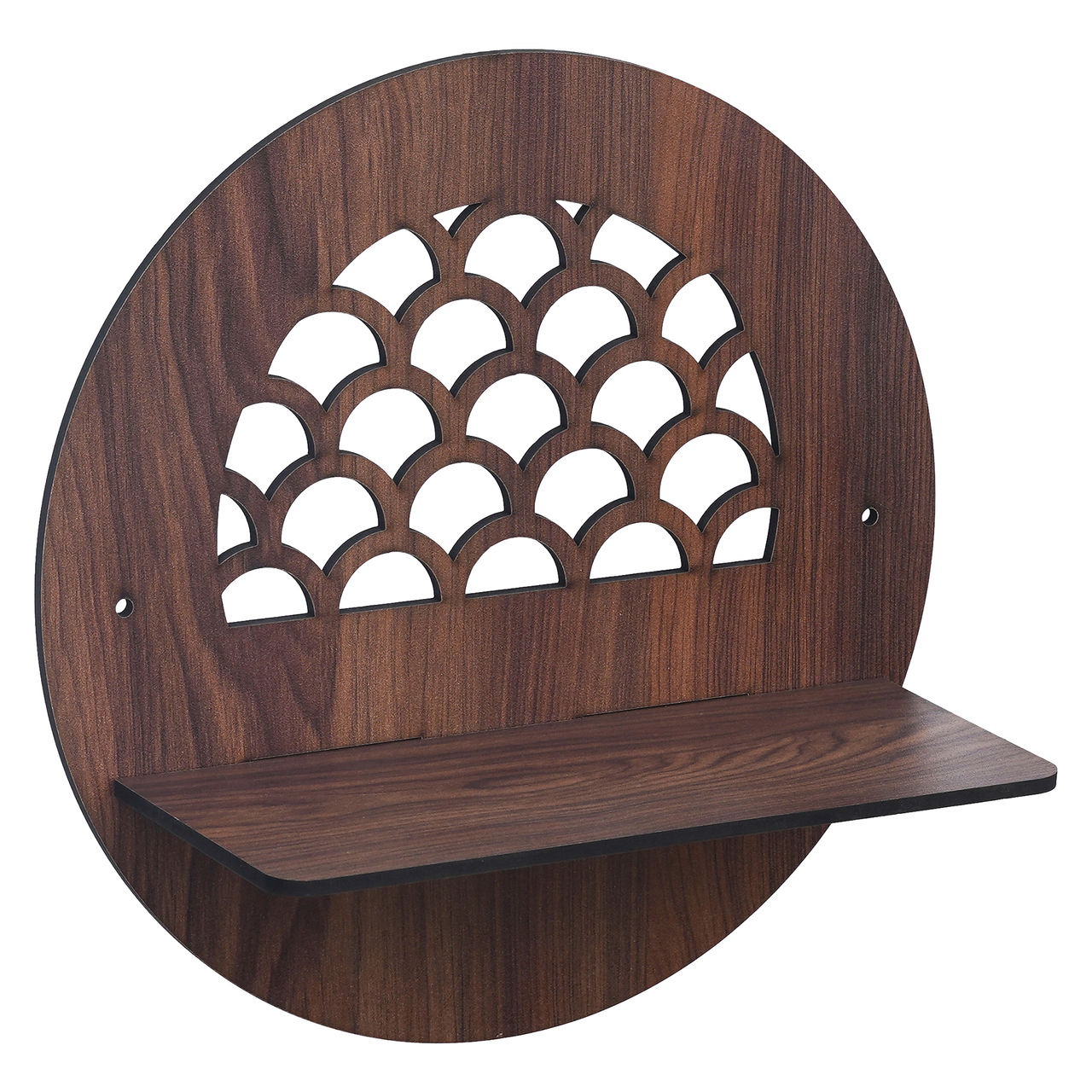 eCraftIndia Brown Round Shape Designer Wooden Wall Shelf