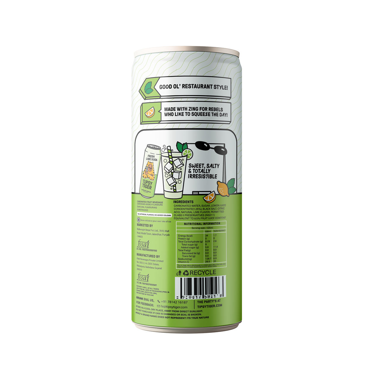 Tipsy Tiger Fresh Lime Soda 250 ml Combo