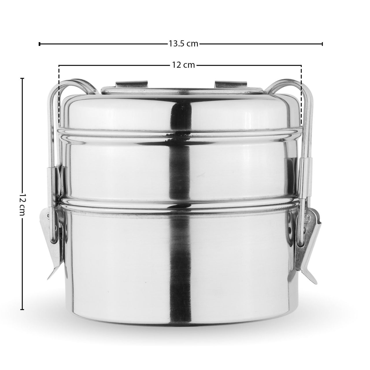 Omega Stainless Steel Tiffin Box With Clip | Lunch Box For Office, School, etc | 2 Compartments