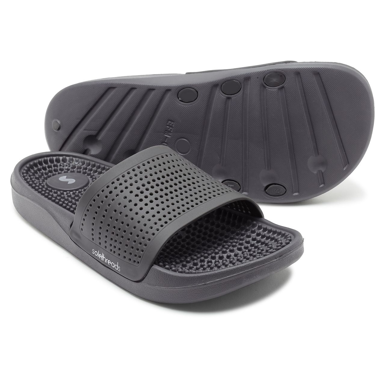 Solethreads Accuwalk Grey Slides for Men | Size - India-UK 7