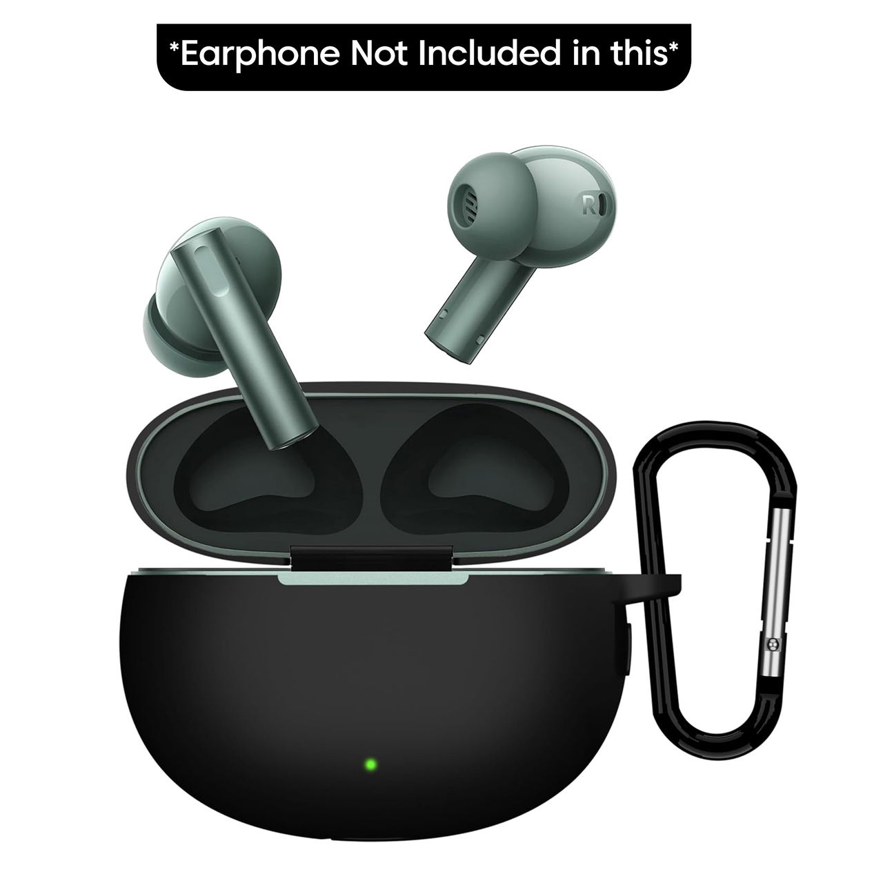 Sounce Silicone Case Cover for Realme Buds Air 6 TWS-Shock-Absorbing | Keychain & Front LED | Black