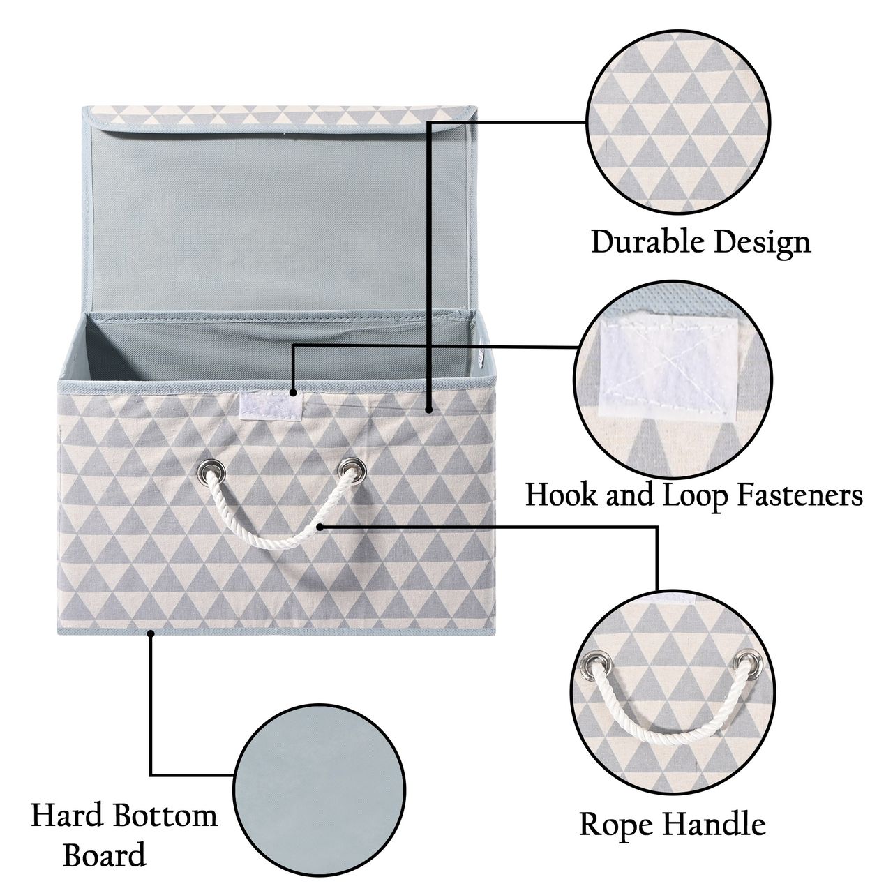 Kuber Industries Multipurpose Storage Box | Large Space-Saving Container for Clothes, Grey Triangle