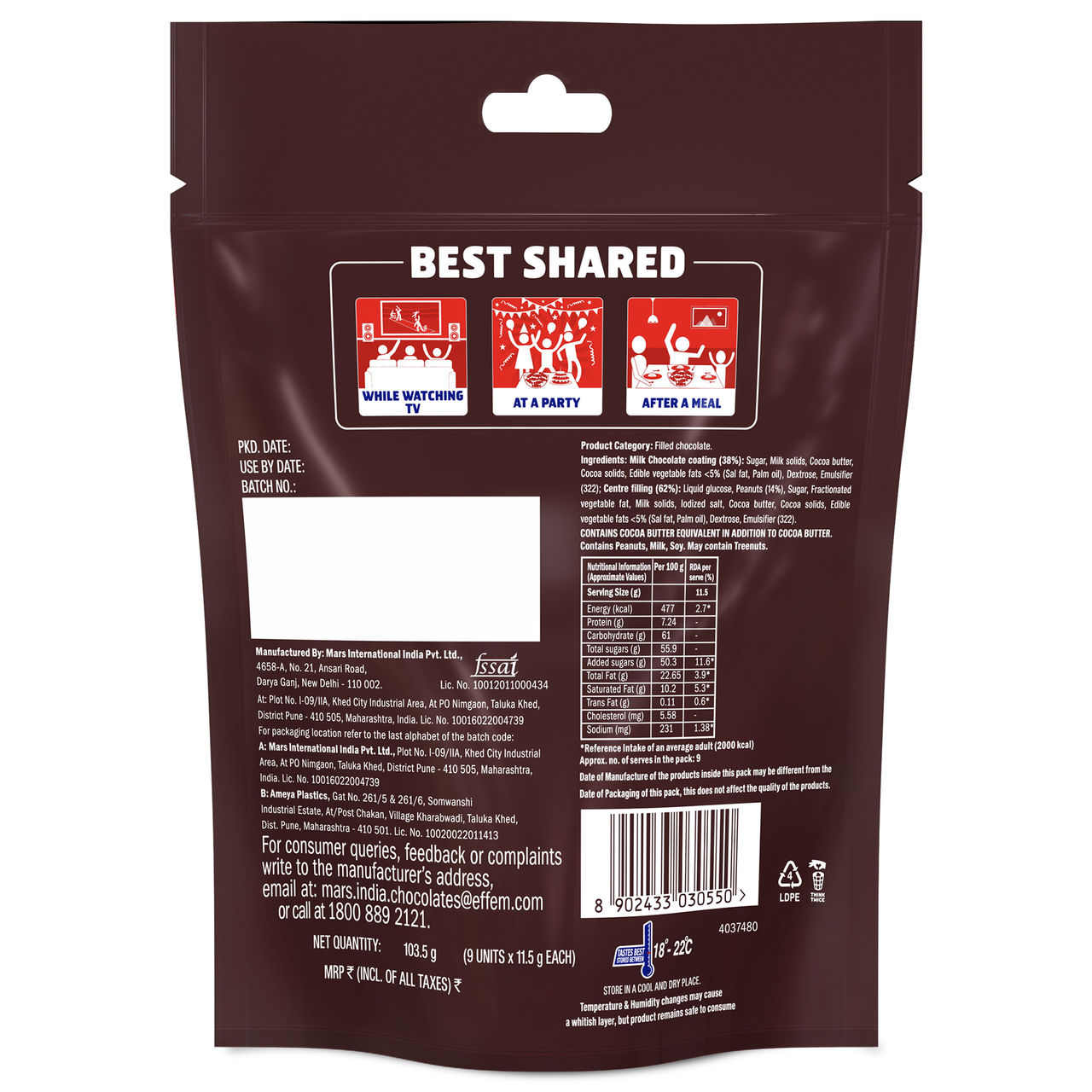 Snickers Shareable Bites 120g + Mars Minis Assorted 128g Chocolate Combo Pack