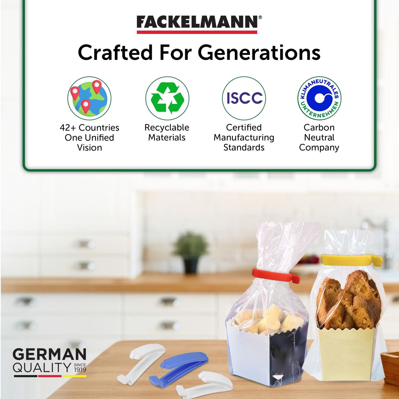 Fackelmann Re-Usable Plastic Sealing Clips, Set Of 5 | Ergonomic Design, Durable & Easy To Use