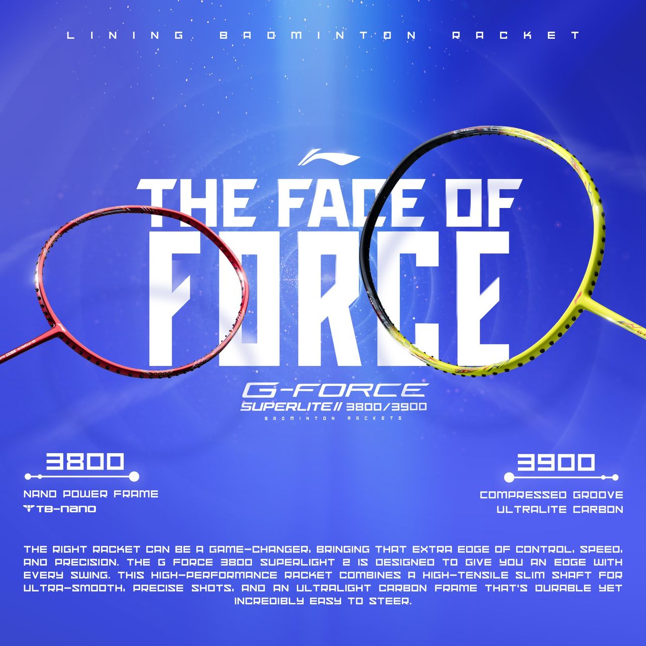Li-Ning G-Force 3800 Ii Superlite Strung Badminton Racket With Full Cover