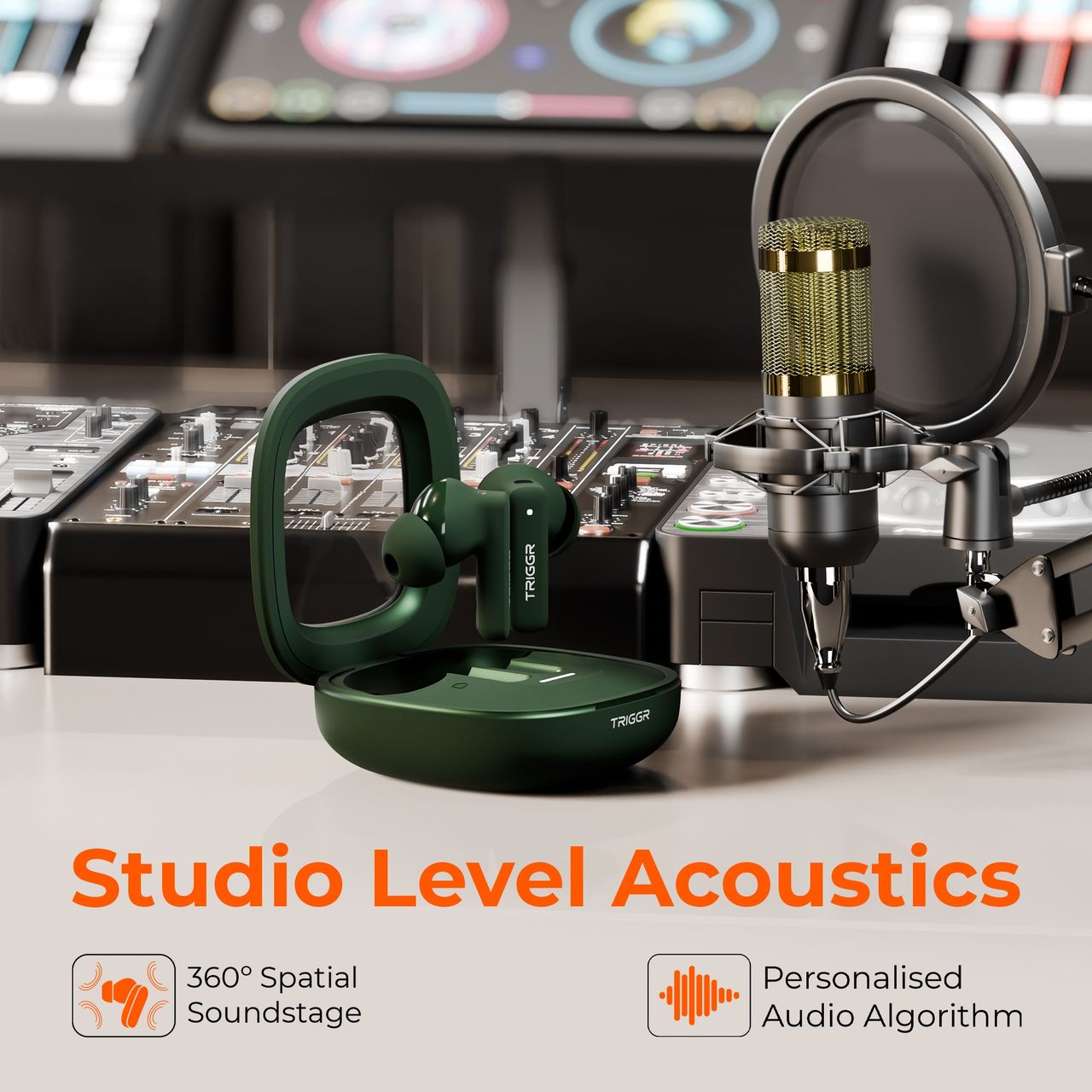 Triggr Earbuds Apex S1 | Dual Pairing | 100Hr | Quad Mic ENC | Rapid Pair | Tiffany Green