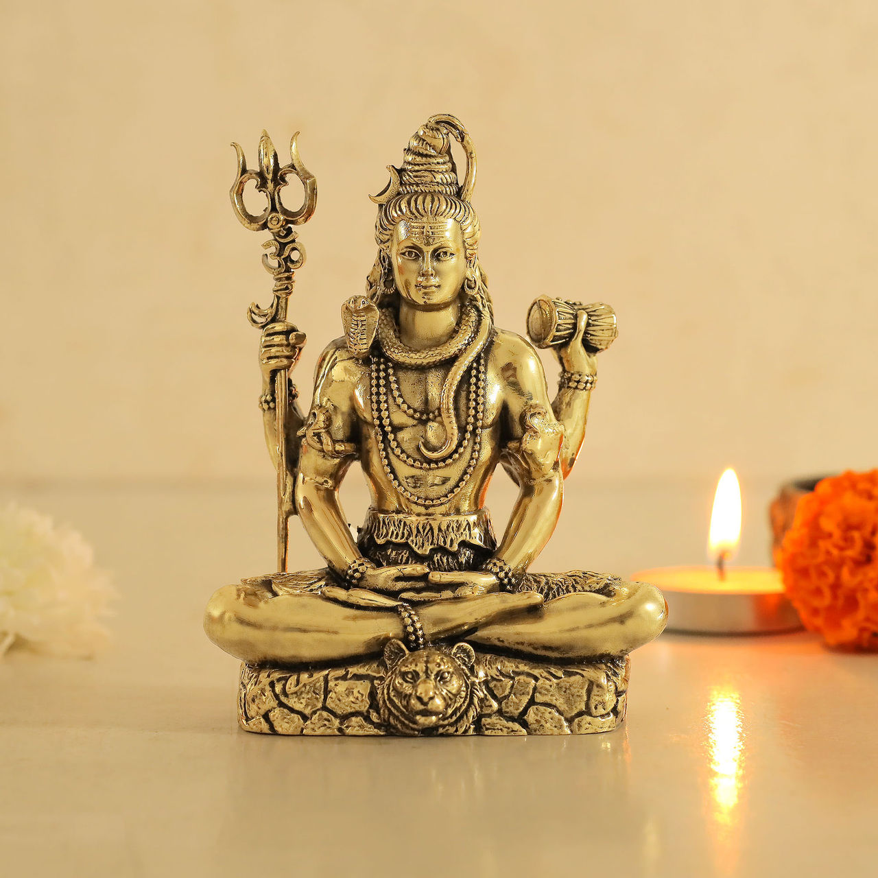 Aksharveda Intricately Crafted Brass Shiv Ji Murti 3 Inches