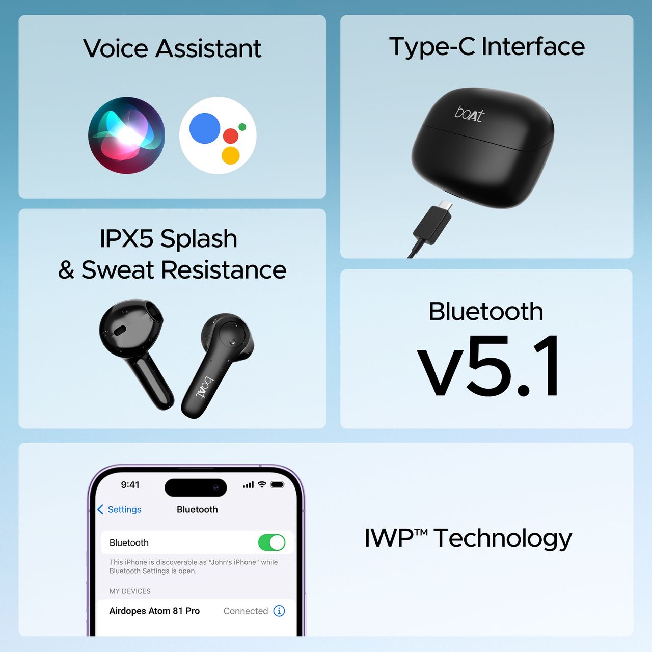 boAt Airdopes Atom 81 Pro Tws Earbuds W/ 100h Playtime, 4 Mics With Enx (Obsidian Noir)