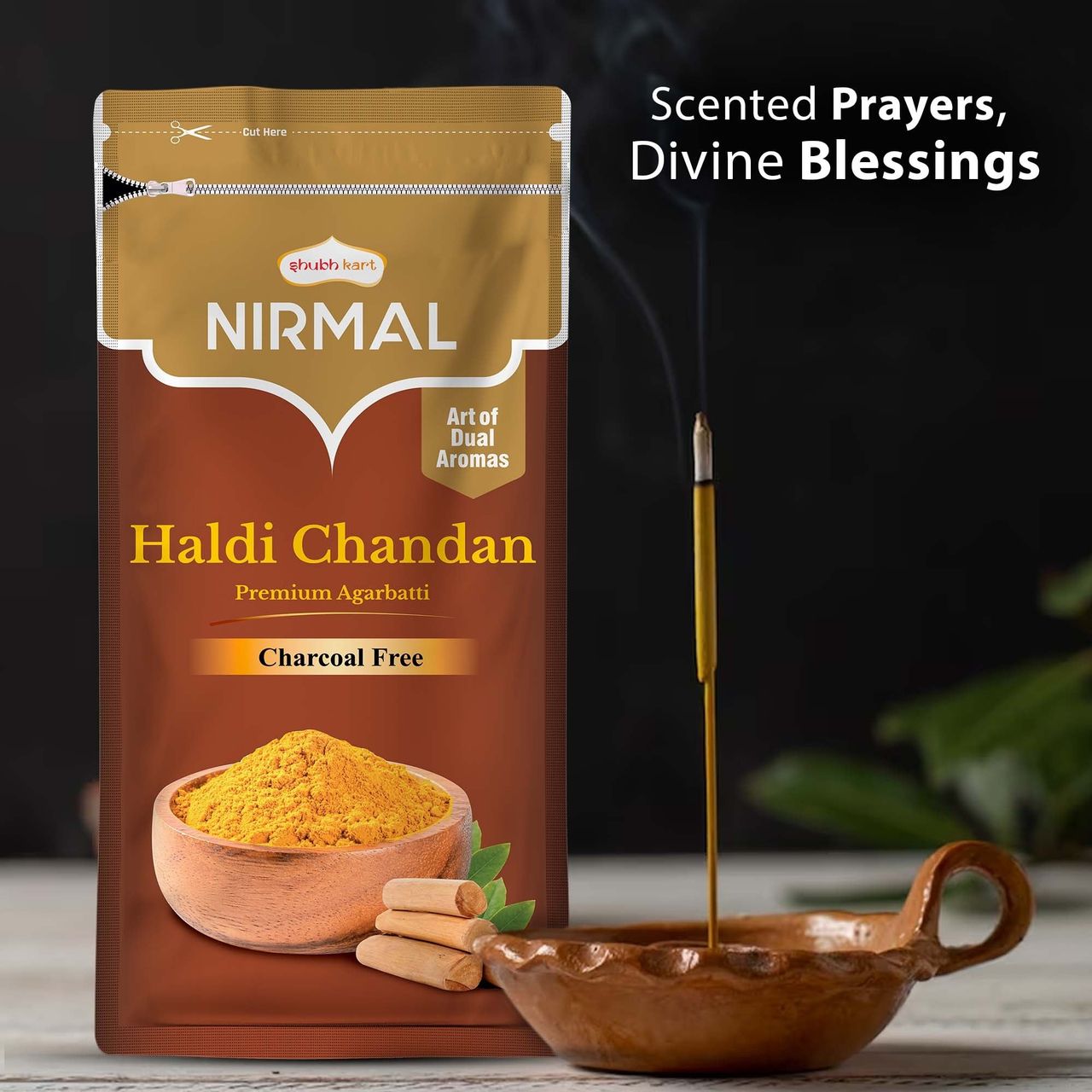 Shubhkart Nirmal Haldi Chandan Premium Agarbatti Zipper 1 pc Combo