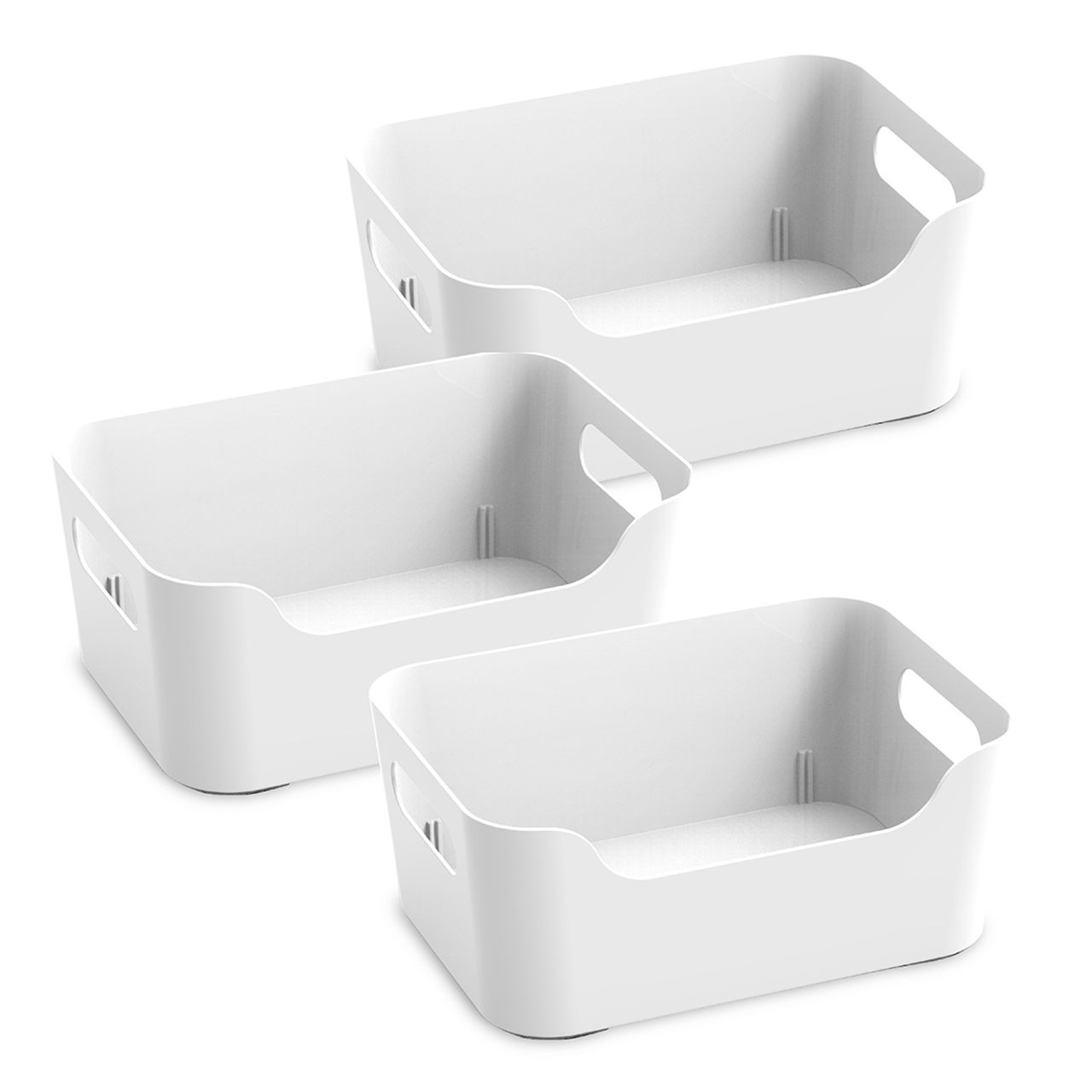 Kolorr Jolly Plastic Small Basket With Handle For Storage Box| Pack Of 3 - Nir White