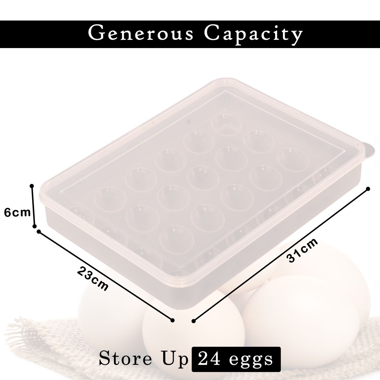 Kuber Industries Transparent Egg Tray with Lid | 24-Egg Storage Container