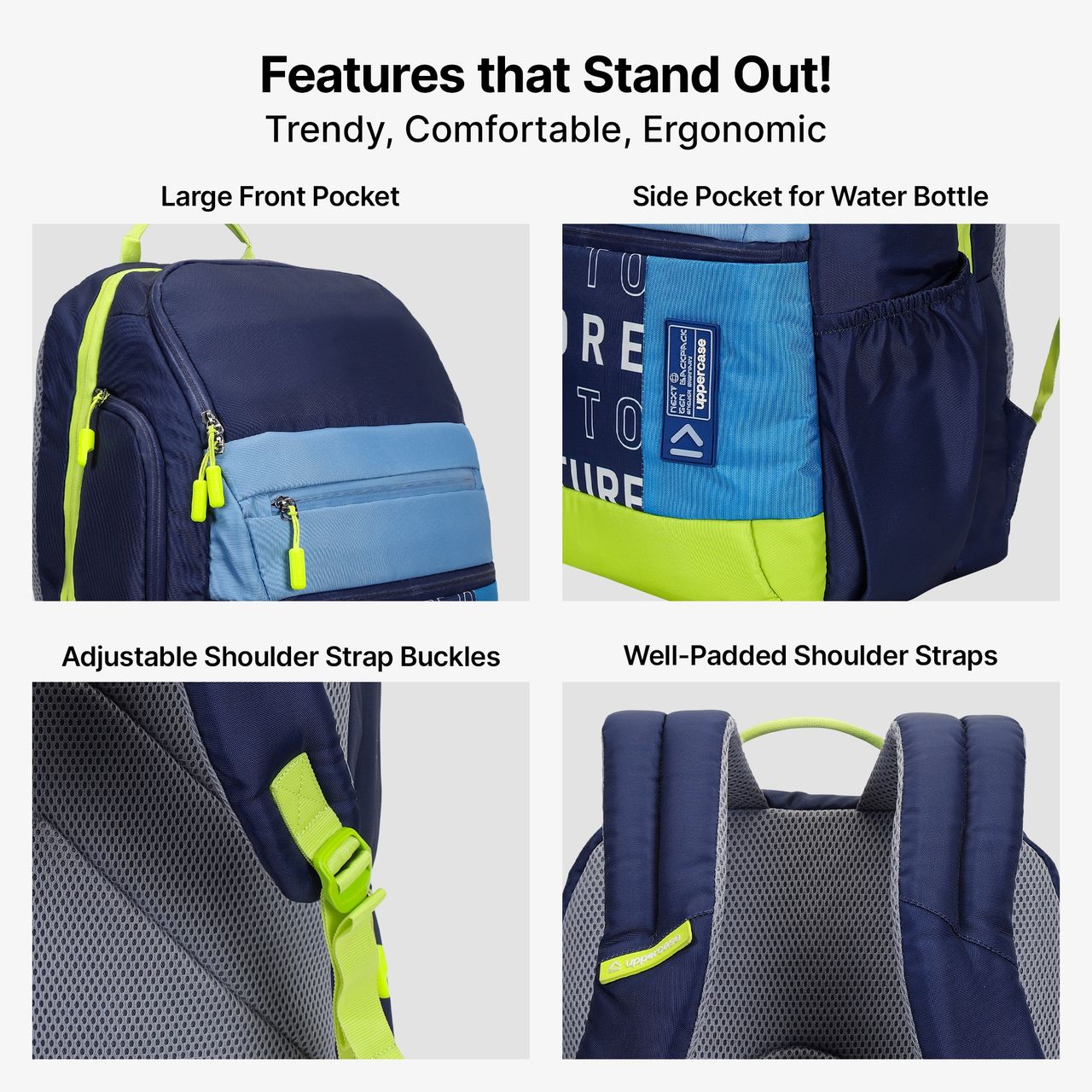 Uppercase Unisex Polyester 20 L Top Handle School Backpack | Blue - 15 Inches