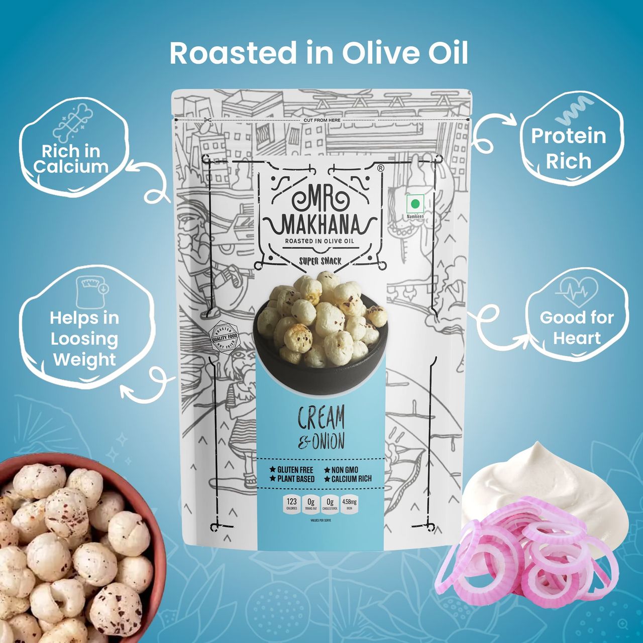 Mr Makhana Cream And Onion 55 g Combo