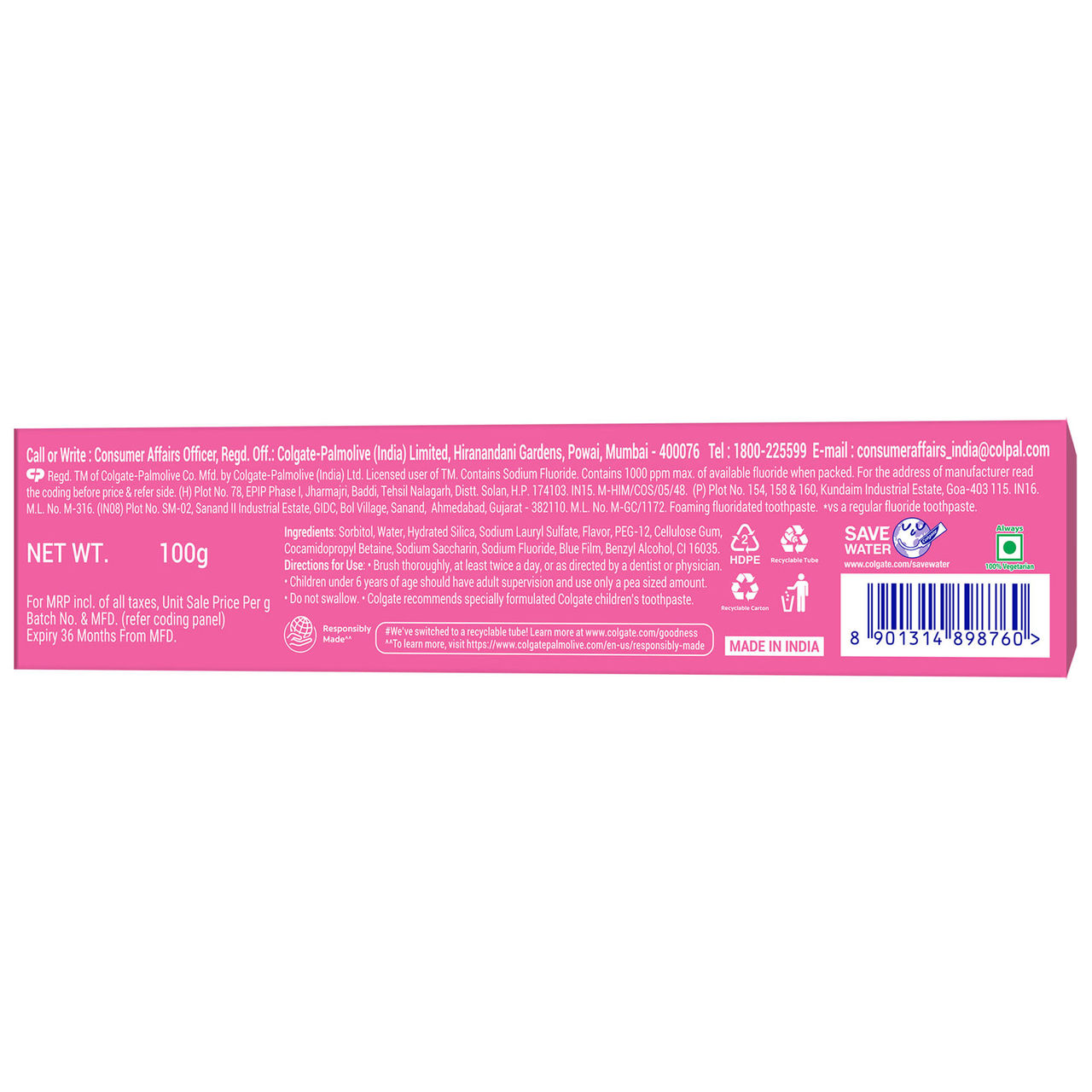 Colgate MaxFresh Watermelon Blast Gel Toothpaste with Cooling Crystals, Ultrafreeze Technology