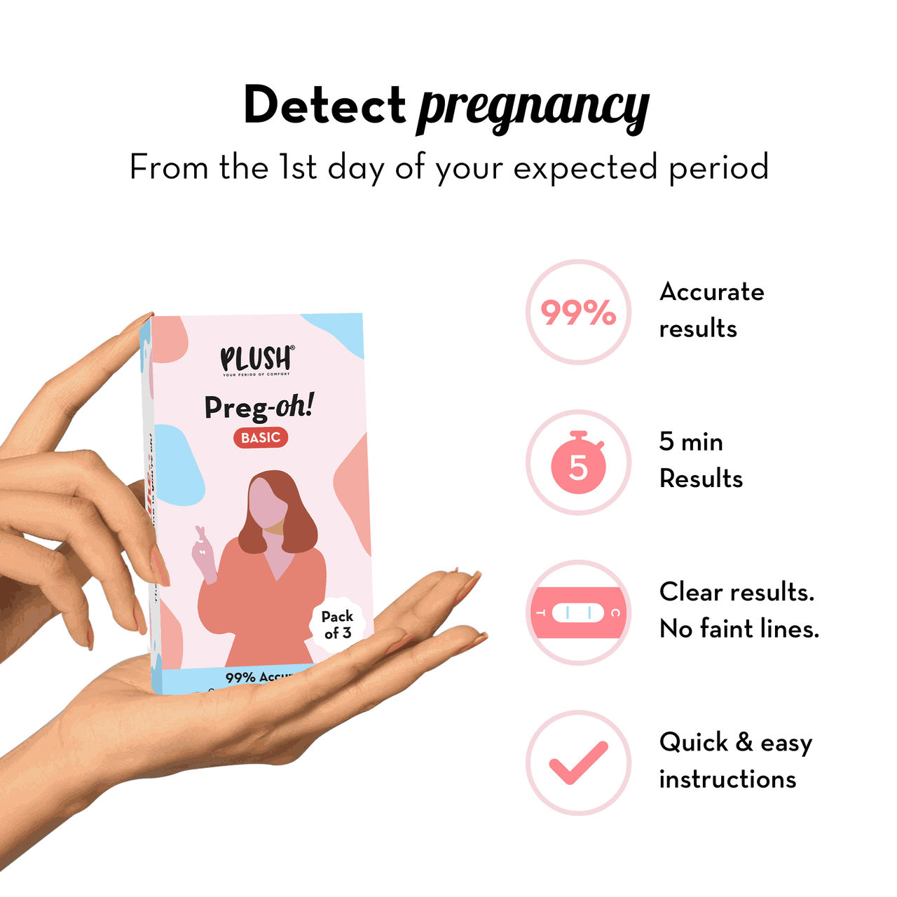 Plush Basic Pregnancy Test Kit Pack Of 3