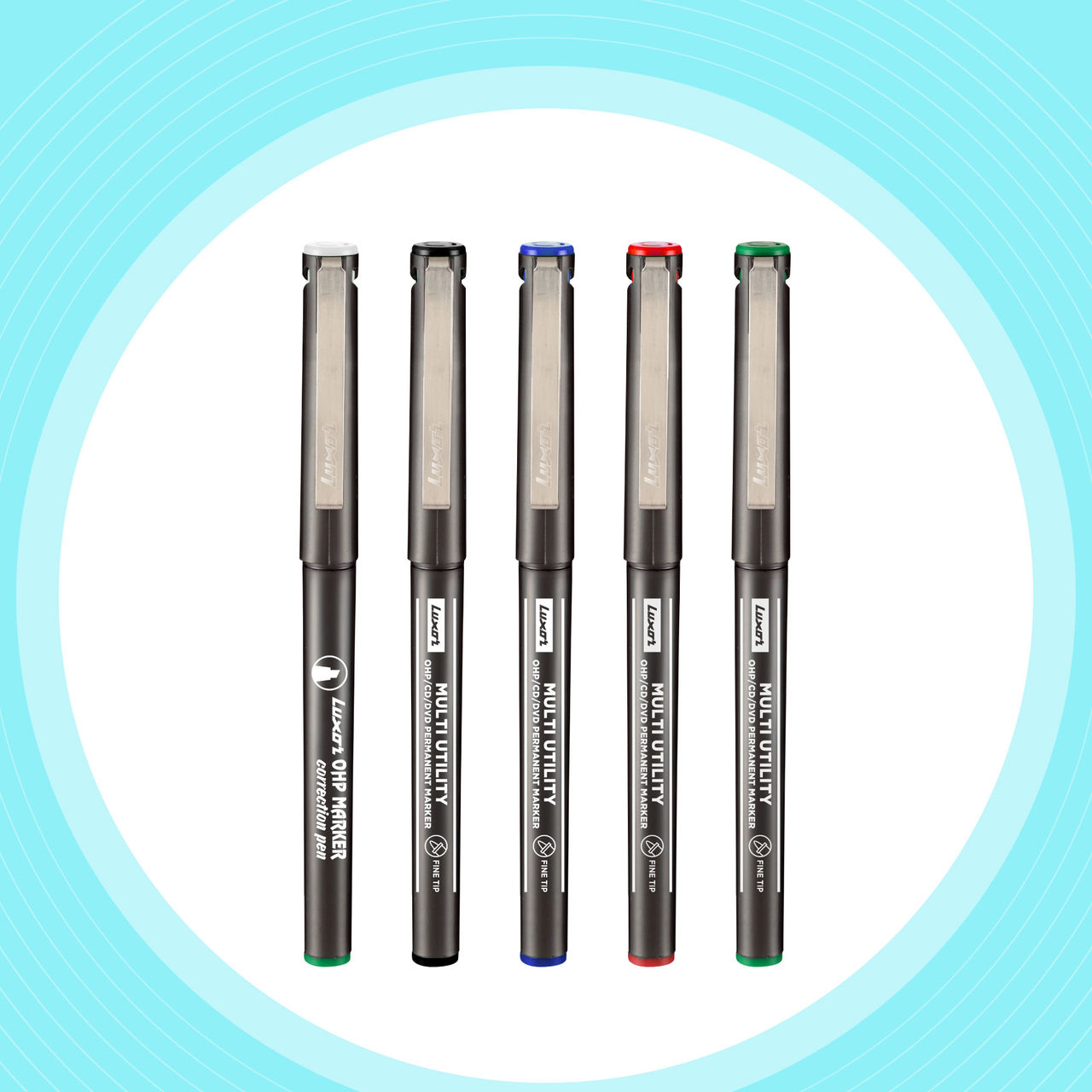 Luxor OHP Marker with Extra Fine Tip Pack of 5 Colours