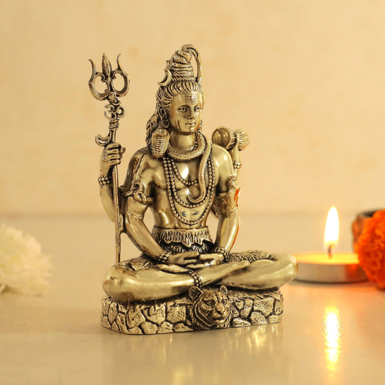 Aksharveda Intricately Crafted Brass Shiv Ji Murti 3 Inches