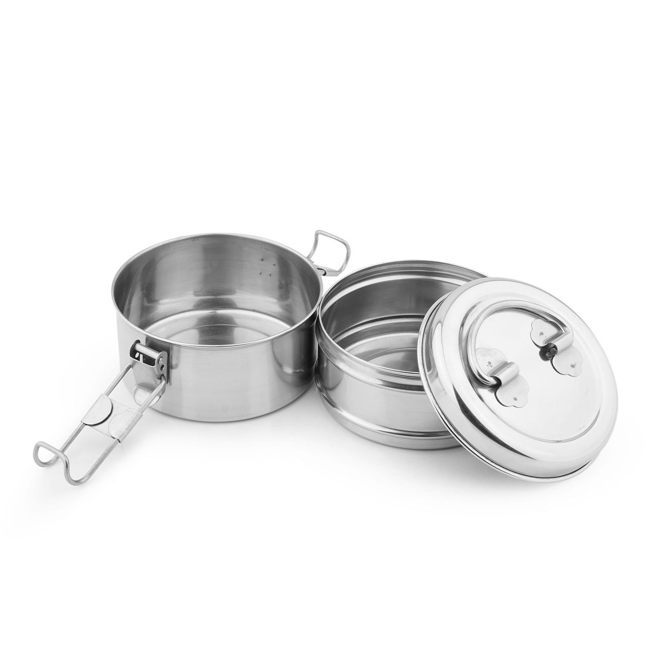Omega Stainless Steel Tiffin Box With Clip | Lunch Box For Office, School, etc | 2 Compartments
