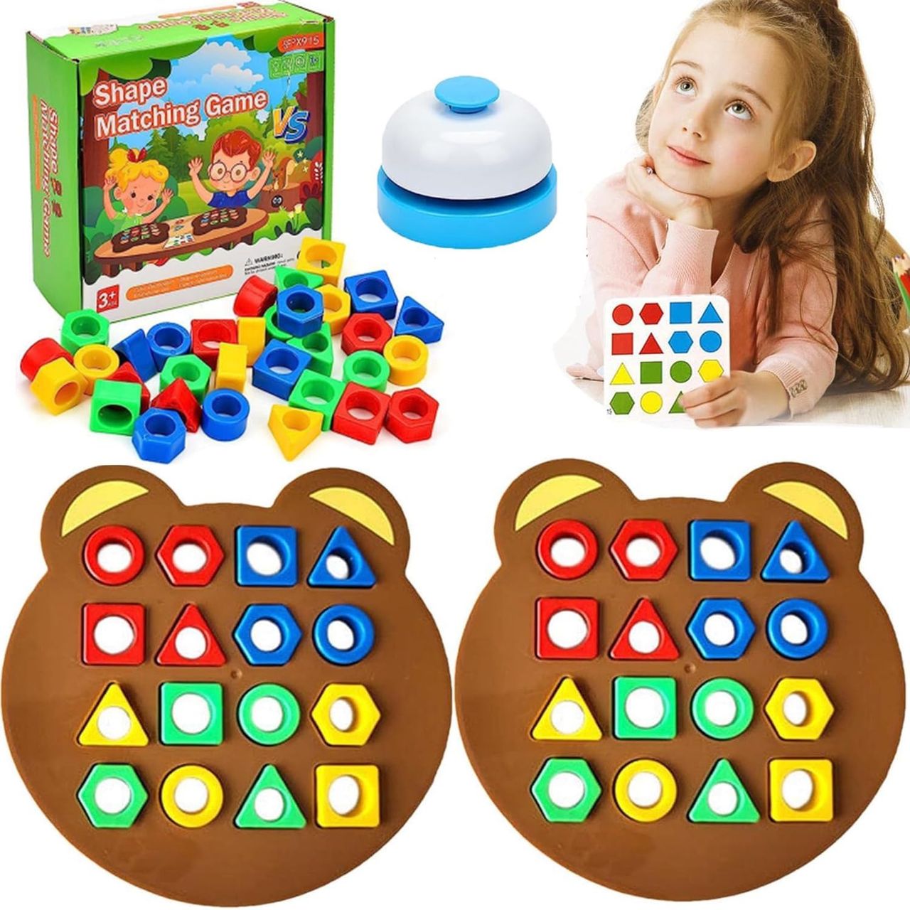 Kidology Children Learning and Educational Geometric Shape Puzzle Quick Matching Two Players