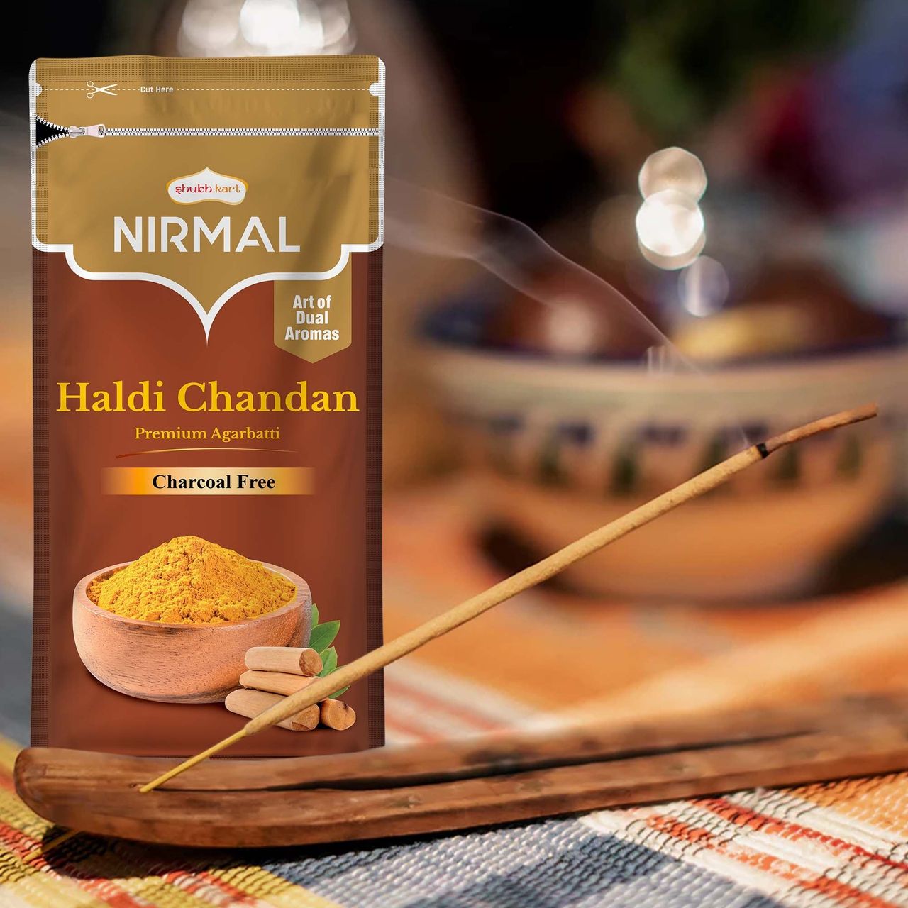 Shubhkart Nirmal Haldi Chandan Premium Agarbatti Zipper 1 pc Combo