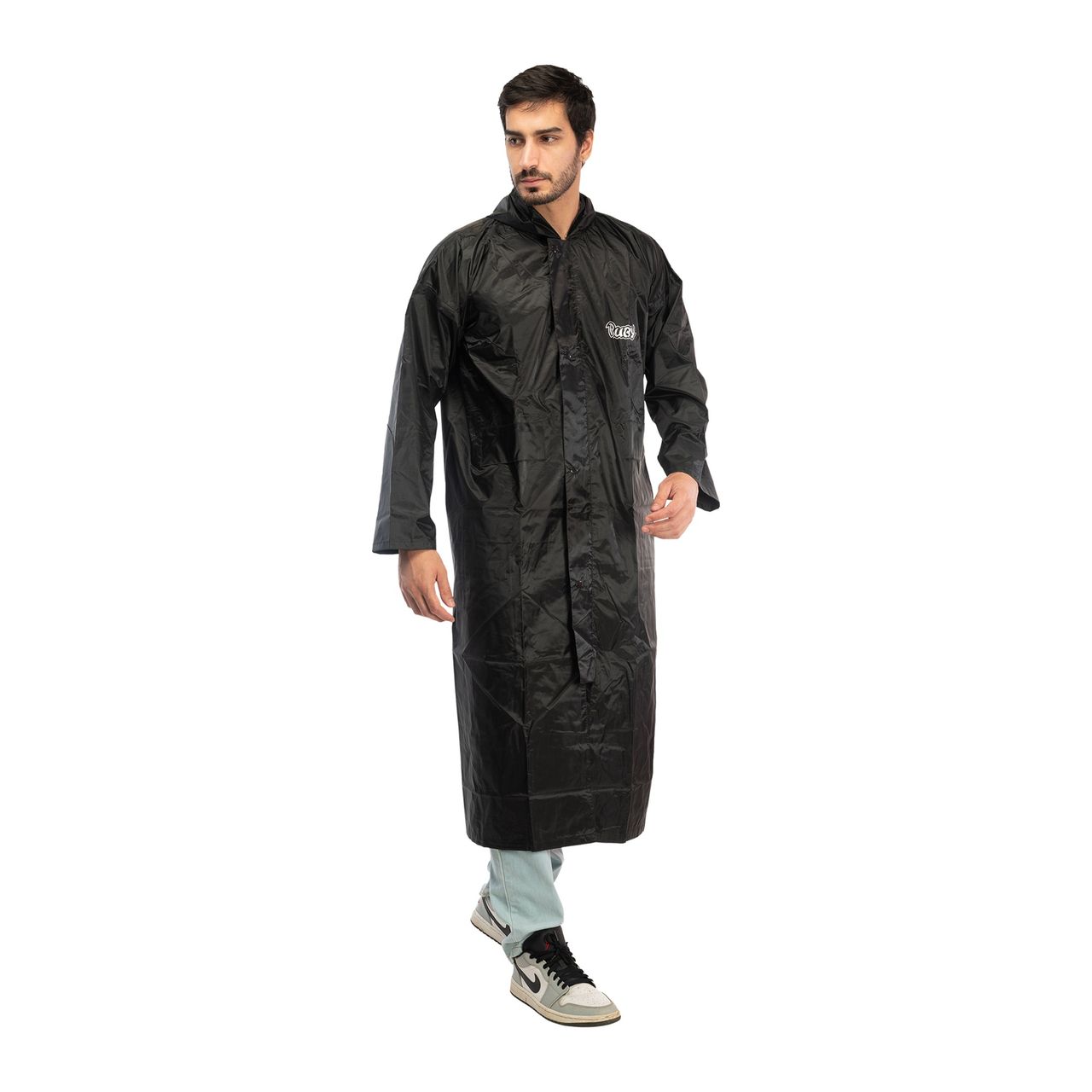 Fendo Ruby Cindrella Rain Coat for Men Long Overcoat Bike Rain Jacket | Black | XXL