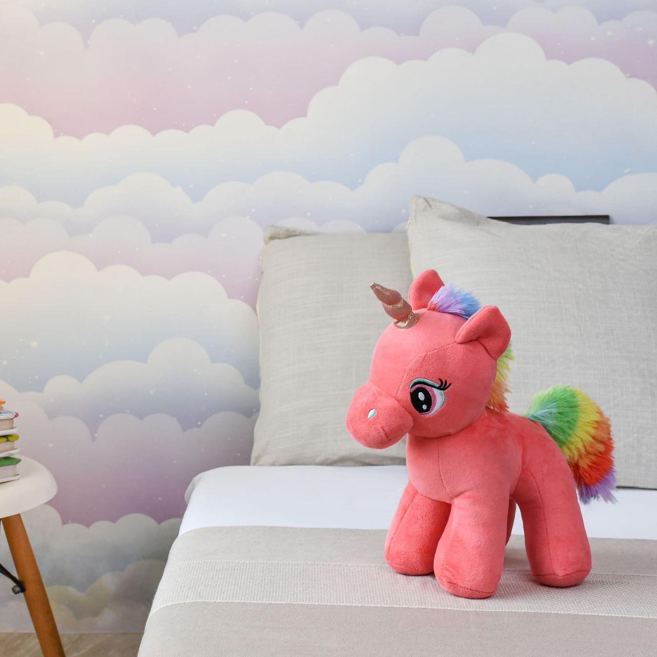 Mirada Coral Standing Unicorn Soft Toy With Glitter Horn - 29Cm