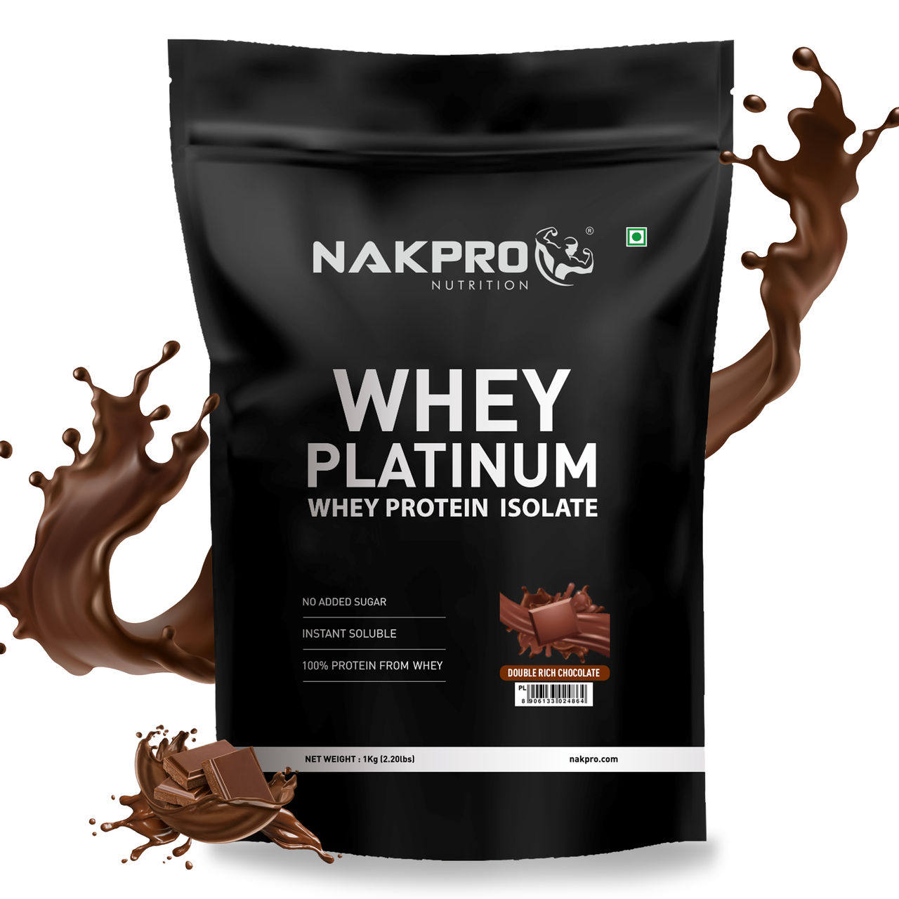 Nakpro Platinum Whey Protein Isolate Double Rich Chocolate 28G Protein 6.4G Bcaa